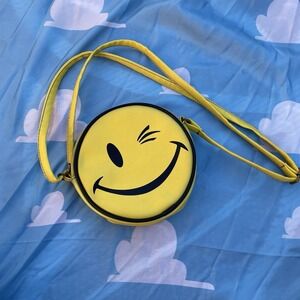 VTG Y2K 2000's JOE BOXER Purse Wallet Sling Smiley Face Round